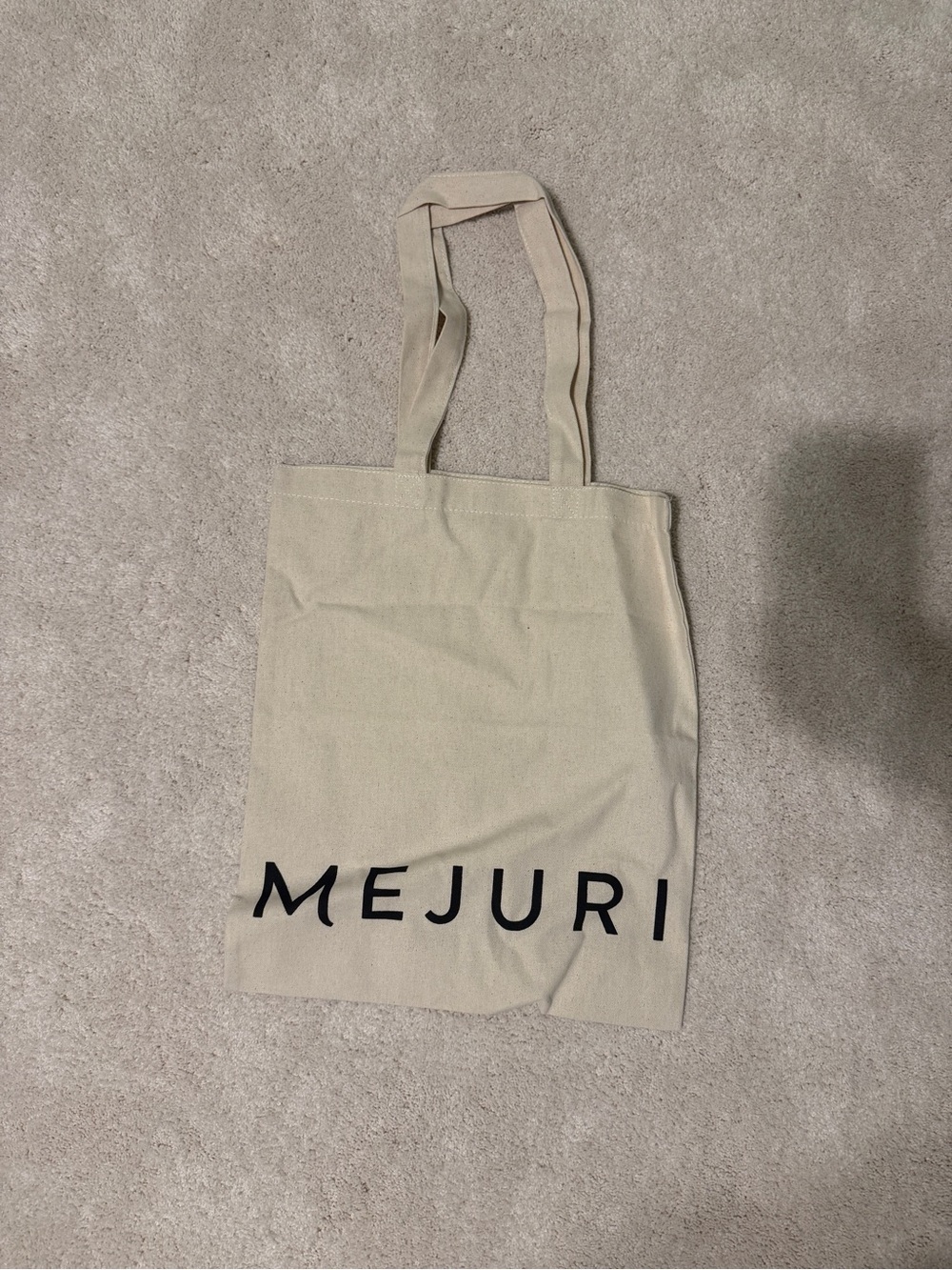 Mejuri Beige Canvas Tote with Black Logo